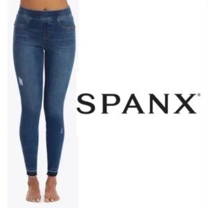 Spanx Distressed Skinny Jeans #20203R - Blue - Size Large
